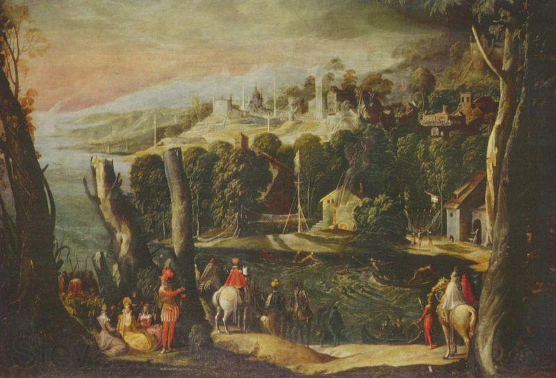 Pietro, Nicolo di Landschaft mit Damen und Reitern Spain oil painting art